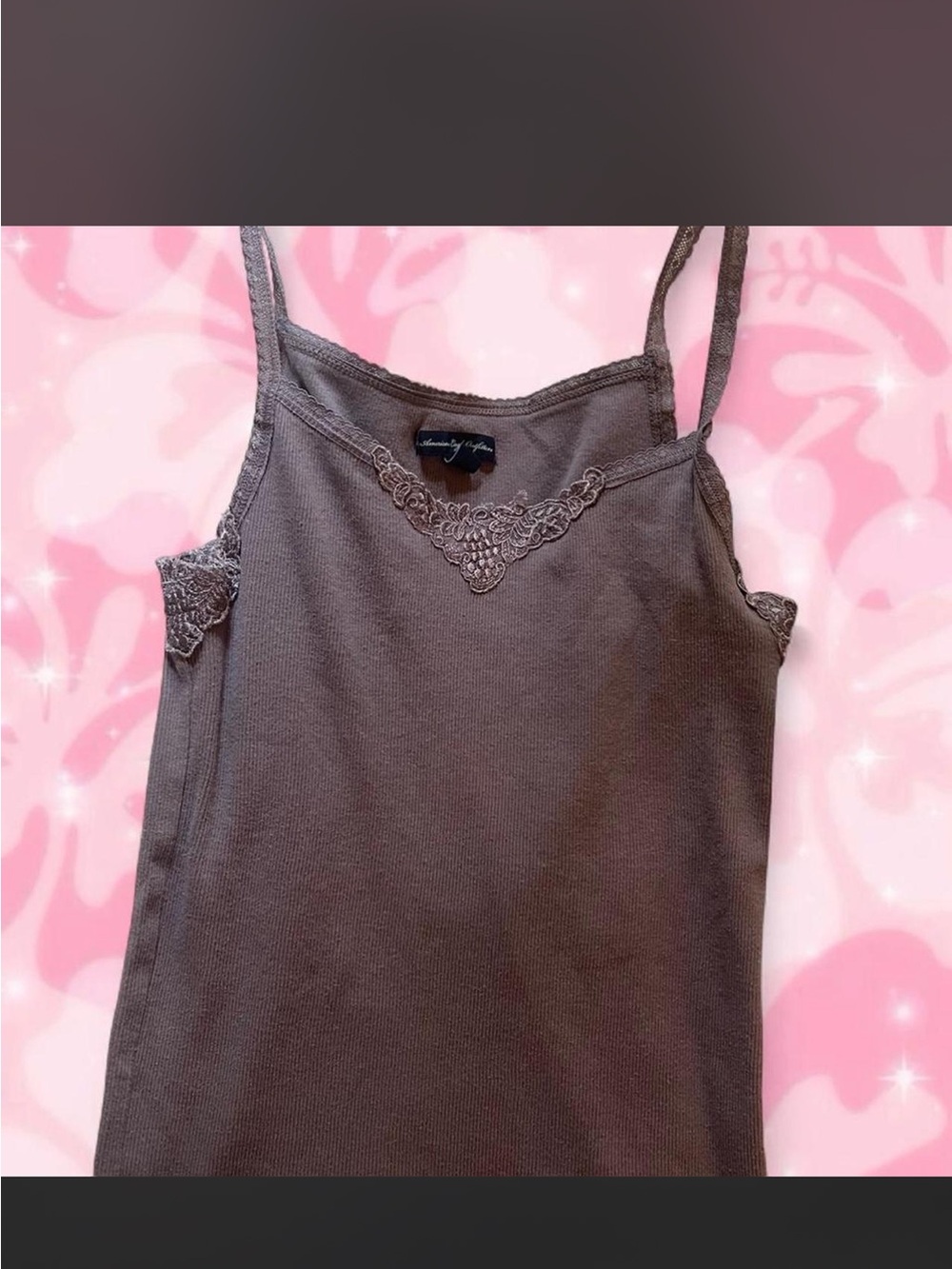 American Eagle Outfitters Taupe Lace-Trim Cami